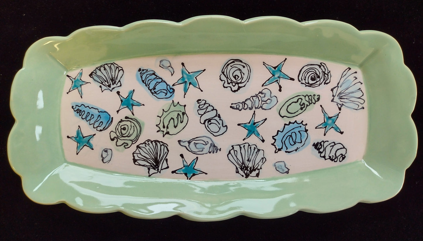 Shell Tray with Ruffled Rim