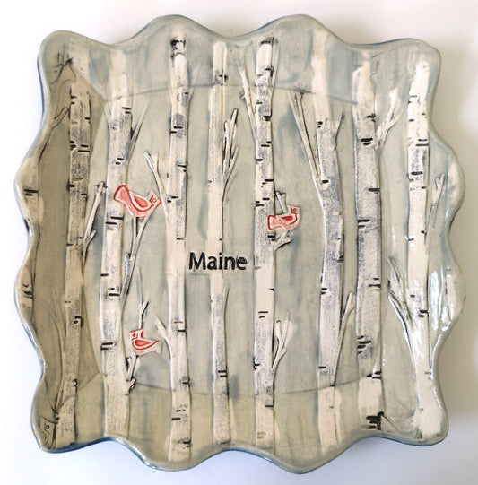 Birches and Bird Luncheon Plate